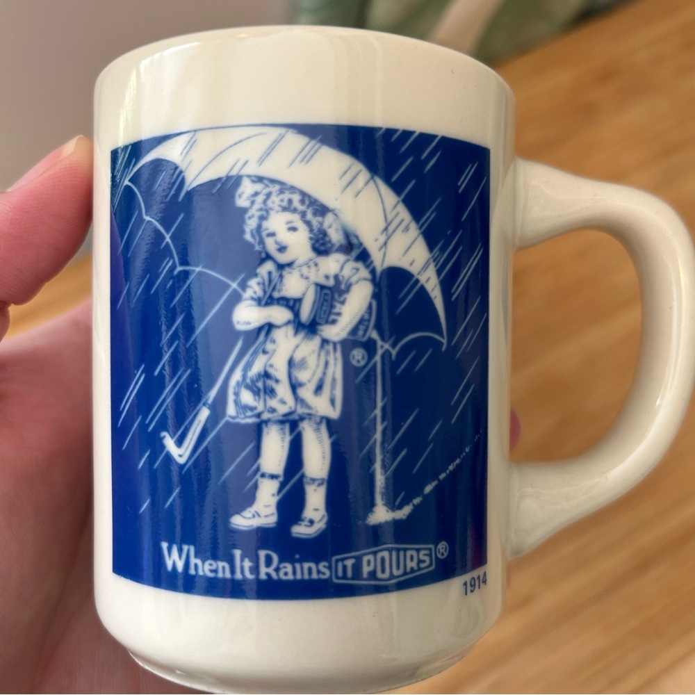Vintage Morton Salt Mugs white blue advertisement retro - Picture 8 of 9